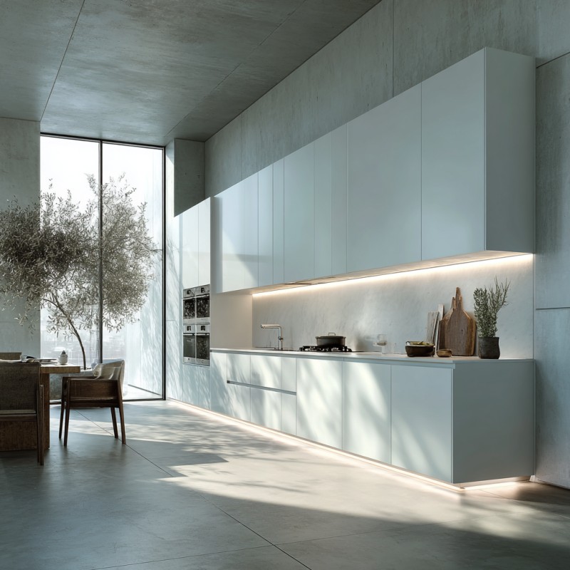 Minimalist Handleless Integrated Kitchen Cabinets